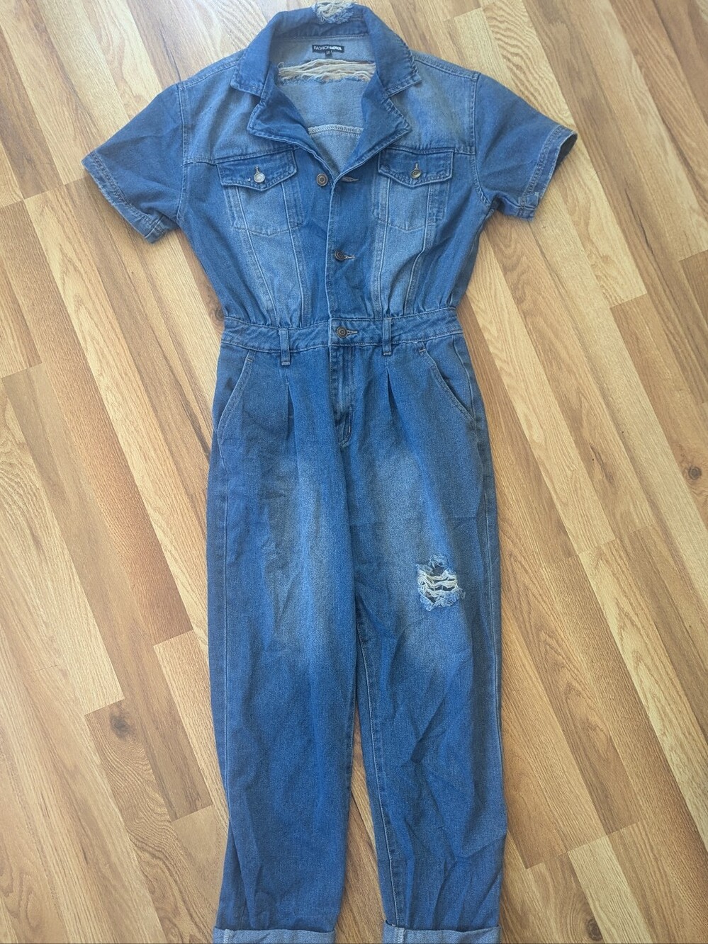 Fashion Nova Downtown Vibes Denim Jumpsuit